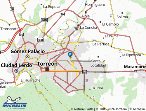 Mappa MICHELIN Torreón 2000 - ViaMichelin