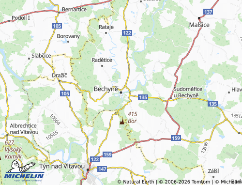 Mapa MICHELIN Bechyně - ViaMichelin