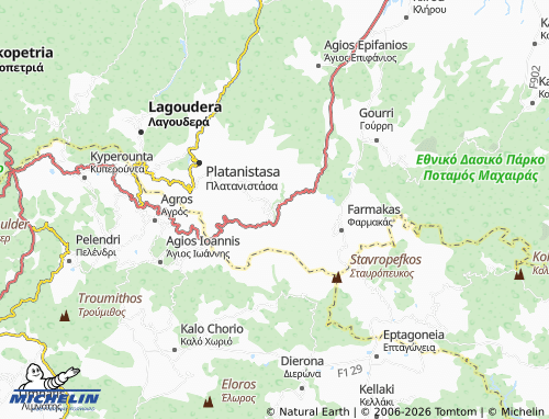 MICHELIN Palaichori Oreinis map - ViaMichelin