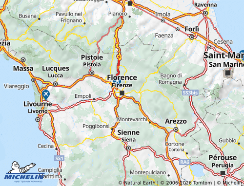 Mapa MICHELIN Toscana - ViaMichelin