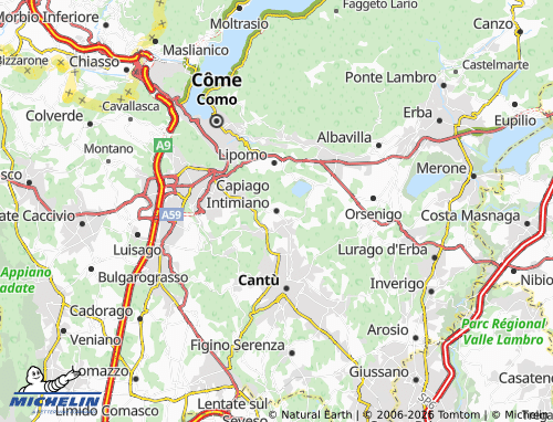 MICHELIN Capiago Intimiano map - ViaMichelin