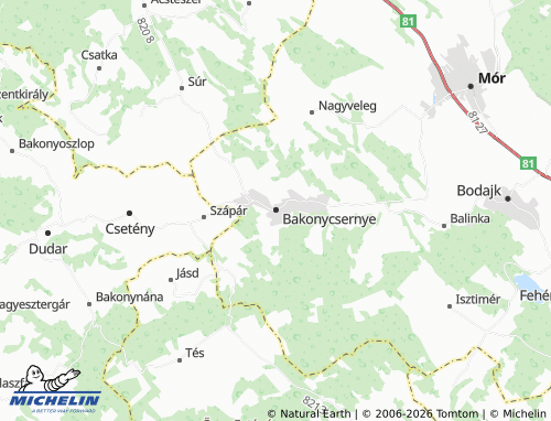 Mapa MICHELIN Bakonycsernye - ViaMichelin