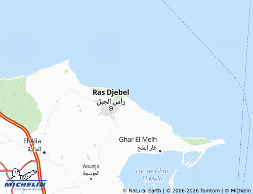 Carte MICHELIN Plage Ras Jebel Est - ViaMichelin