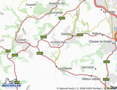 MICHELIN Annfield Plain map - ViaMichelin