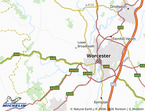 Carte MICHELIN Upper Broadheath - ViaMichelin