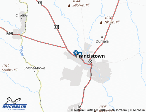 Mapa MICHELIN Francistown Outlying 3 - ViaMichelin