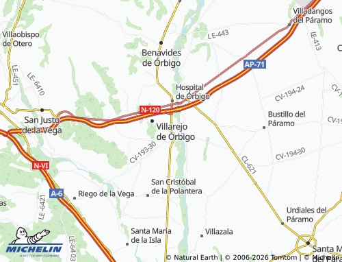 MICHELIN Veguellina de Orbigo map - ViaMichelin
