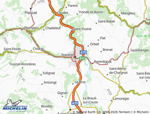 Carte MICHELIN Issoire - ViaMichelin
