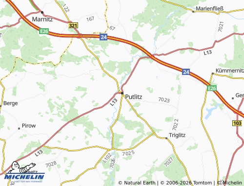 Mapa MICHELIN Putlitz - ViaMichelin