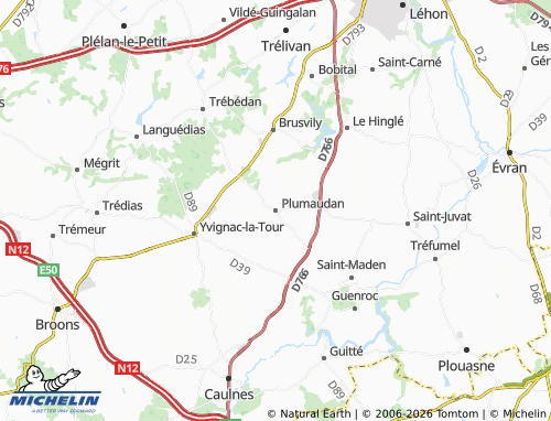 MICHELIN Plumaudan map - ViaMichelin