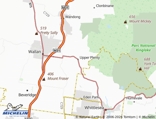 Mappa MICHELIN Upper Plenty - ViaMichelin