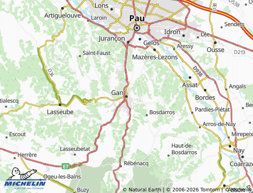 Carte MICHELIN Gan - ViaMichelin