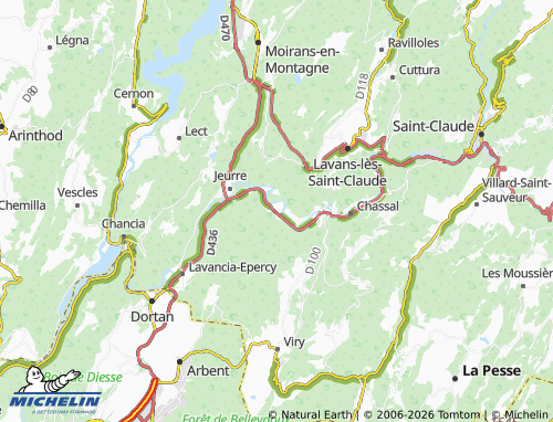 Carte MICHELIN Vaux-lès-Saint-Claude - ViaMichelin