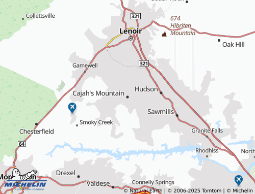 MICHELIN Cajah's Mountain map - ViaMichelin