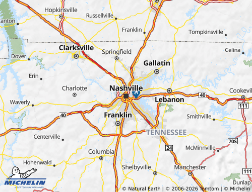 Carte MICHELIN Tennessee - ViaMichelin