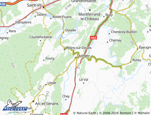 Mappa MICHELIN Quingey - ViaMichelin