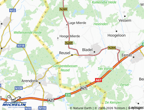MICHELIN Reusel-De Mierden map - ViaMichelin