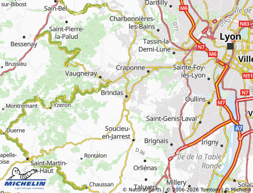 MICHELIN Brindas map - ViaMichelin