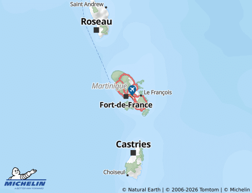 Mapa MICHELIN Martinica - ViaMichelin
