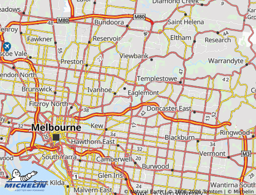 MICHELIN-Landkarte Ivanhoe East - ViaMichelin