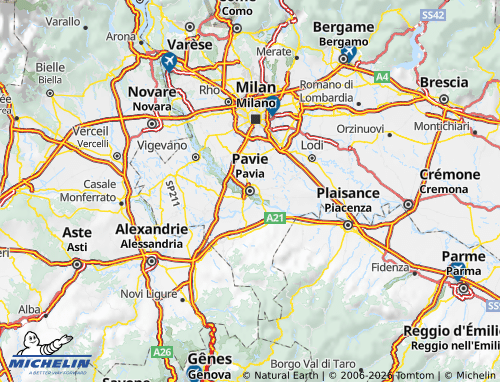 MICHELIN Pavia map - ViaMichelin