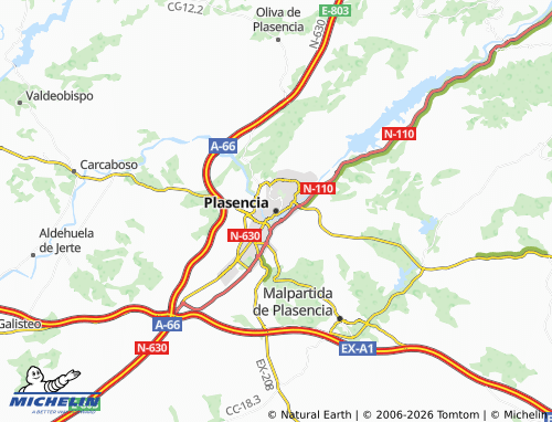 Kaart MICHELIN Plasencia - ViaMichelin