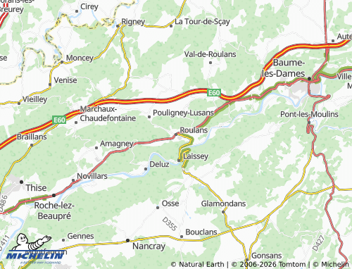 Mappa MICHELIN Roulans - ViaMichelin