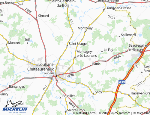 MICHELIN Montagny-près-Louhans map - ViaMichelin