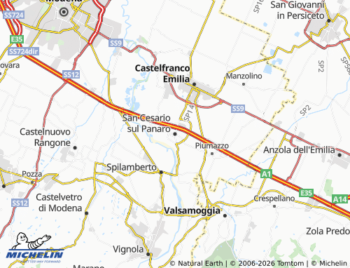 MICHELIN San Cesario sul Panaro map - ViaMichelin