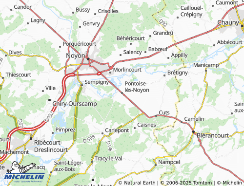 MICHELIN Pontoise-lès-Noyon map - ViaMichelin