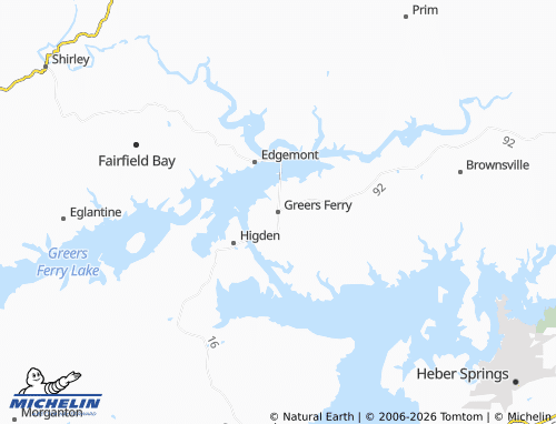 Carte MICHELIN Greers Ferry - ViaMichelin