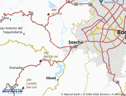 Carte MICHELIN Llanos de Soacha - ViaMichelin