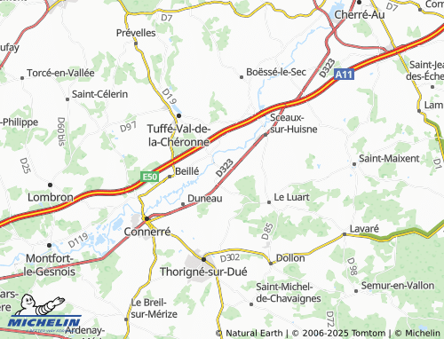 Carte MICHELIN Vouvray-sur-Huisne - ViaMichelin