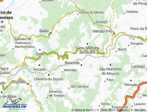 Mapa MICHELIN União das Freguesias de Santa Cruz do Douro e São Tomé de Covelas - ViaMichelin
