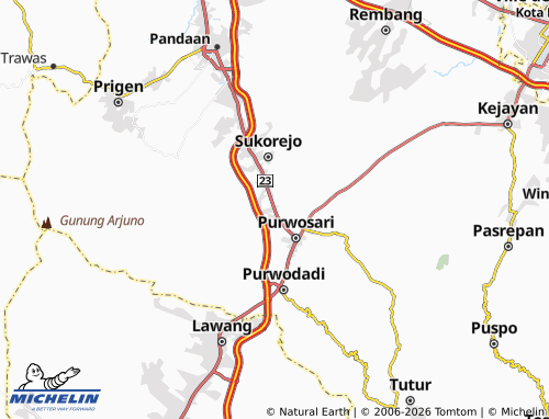 MICHELIN Sengon Agung map - ViaMichelin