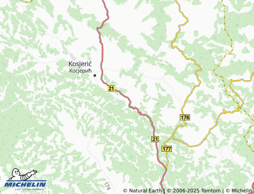 MICHELIN Tubići map - ViaMichelin