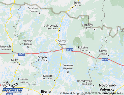 Mappa MICHELIN Sarnenskyi raion - ViaMichelin