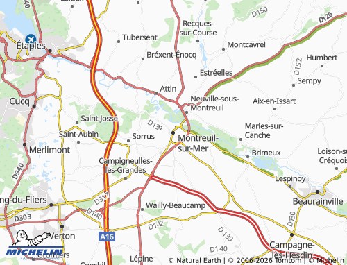 MICHELIN Montreuil-sur-Mer map - ViaMichelin
