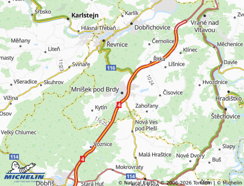 Mappa MICHELIN Mníšek pod Brdy - ViaMichelin
