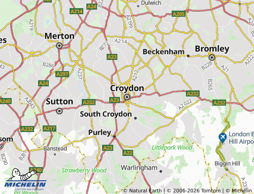 Carte MICHELIN Croydon - ViaMichelin