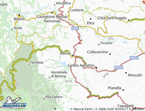 MICHELIN Penne map - ViaMichelin