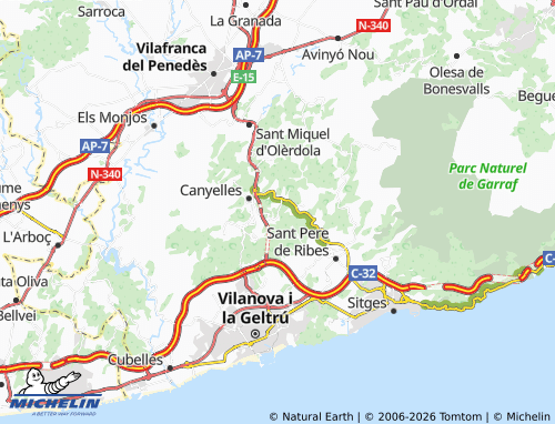 Carte MICHELIN Urbanització Vora-Sitges - ViaMichelin