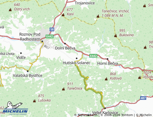 Mappa MICHELIN Hutisko-Solanec - ViaMichelin