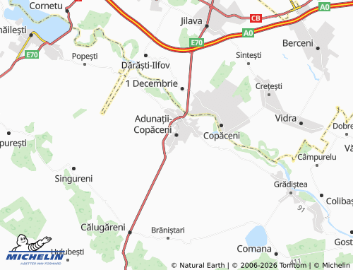 Mappa MICHELIN Adunații-Copăceni - ViaMichelin