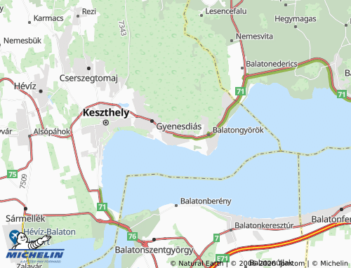 MICHELIN Vonyarcvashegy map - ViaMichelin