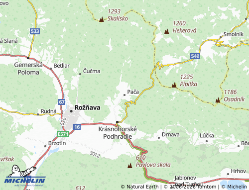 MICHELIN Pača map - ViaMichelin