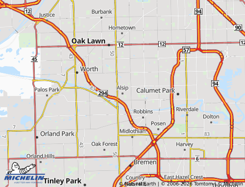 Mapa MICHELIN Alsip - ViaMichelin