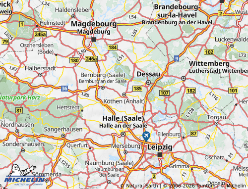 MICHELIN Anhalt-Bitterfeld map - ViaMichelin
