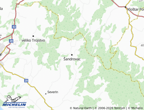 MICHELIN Šandrovac map - ViaMichelin
