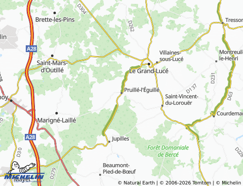 Carte MICHELIN Pruillé-l'Éguillé - ViaMichelin